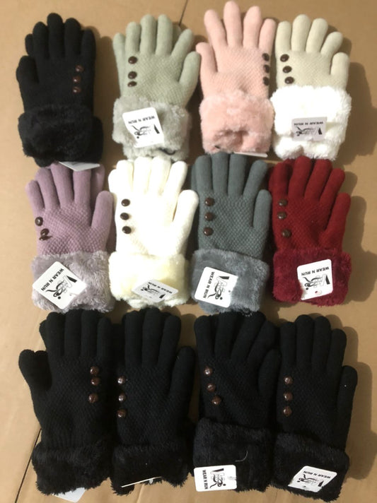 Gloves - Woven Wool Cuffed  - Ladies